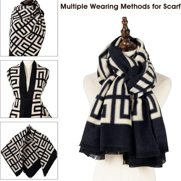 Geometry Beige Woman's Scarf - Picture 4 of 5